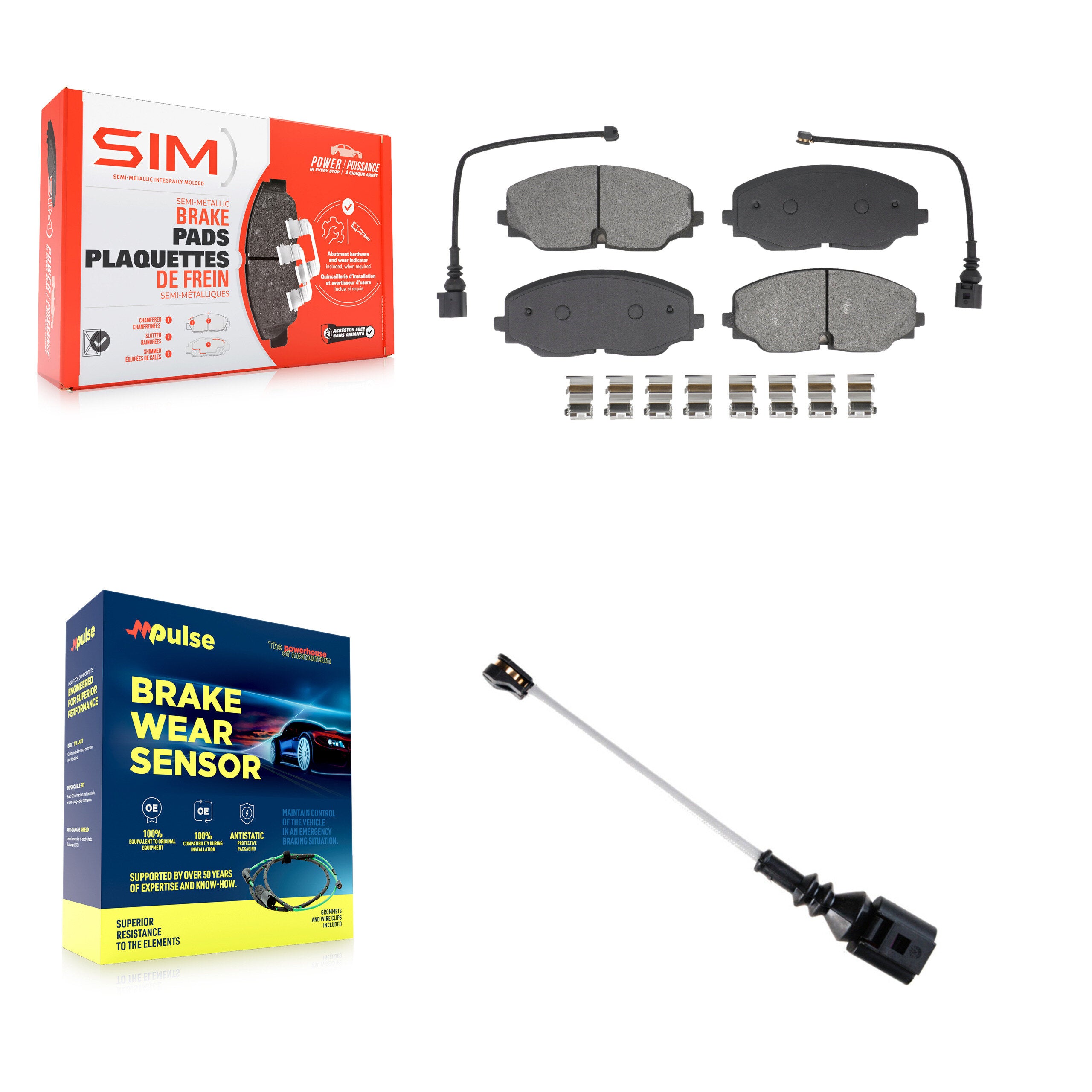 Front Semi-Metallic Disc Brake Pad Extra Wear Sensor Kit For Volkswagen Atlas Cross Sport KSW-100915
