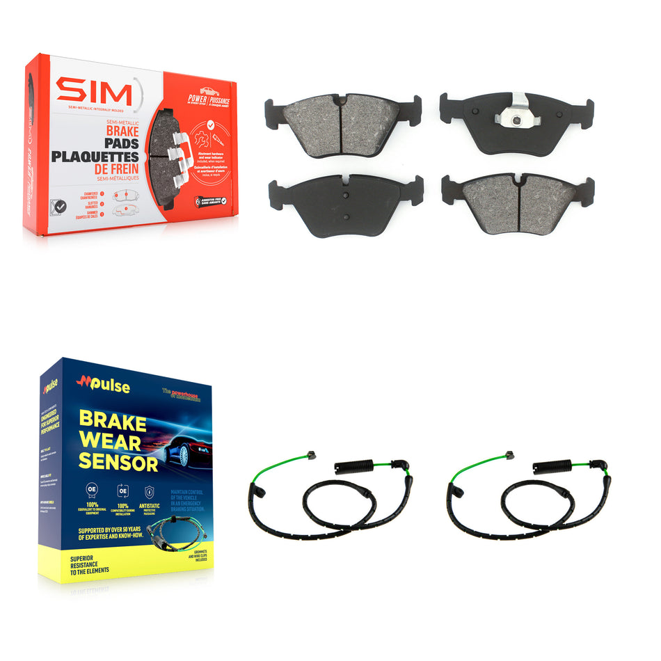 Front Semi-Metallic Disc Brake Pads And Wear Sensors Kit For BMW X3 3.0L KSW-100919