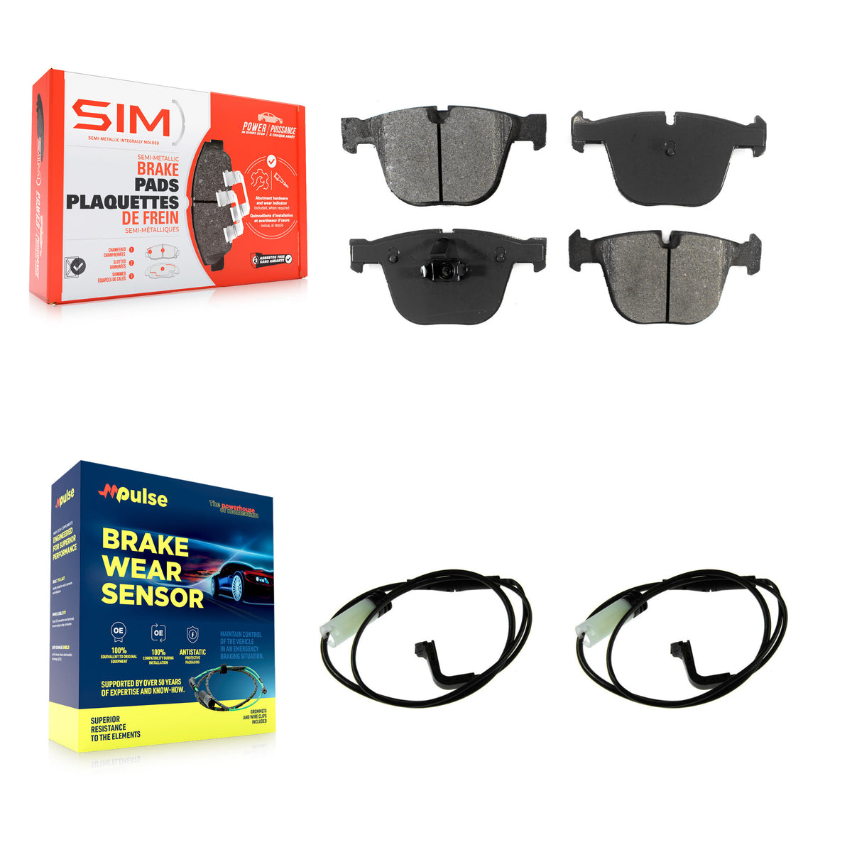 Rear Semi-Metallic Disc Brake Pads And Wear Sensors Kit For 2007-2010 BMW M5 KSW-100926