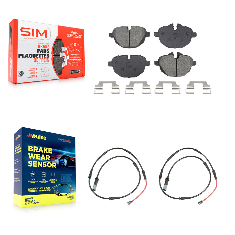 Rear Semi-Metallic Disc Brake Pads And Wear Sensors Kit For BMW 528i xDrive 535d KSW-100927
