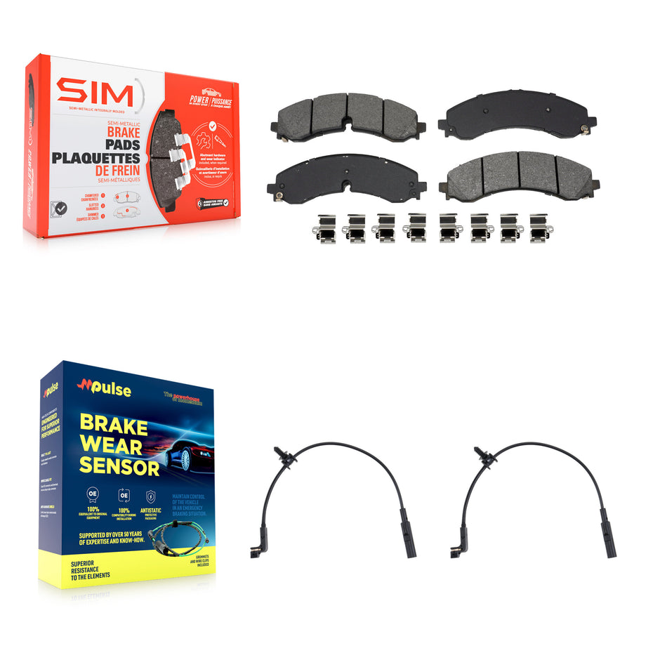 Rear Semi-Metallic Brake Pad & Wear Sensor Kit For GMC Chevrolet Sierra 2500 HD Silverado KSW-100929