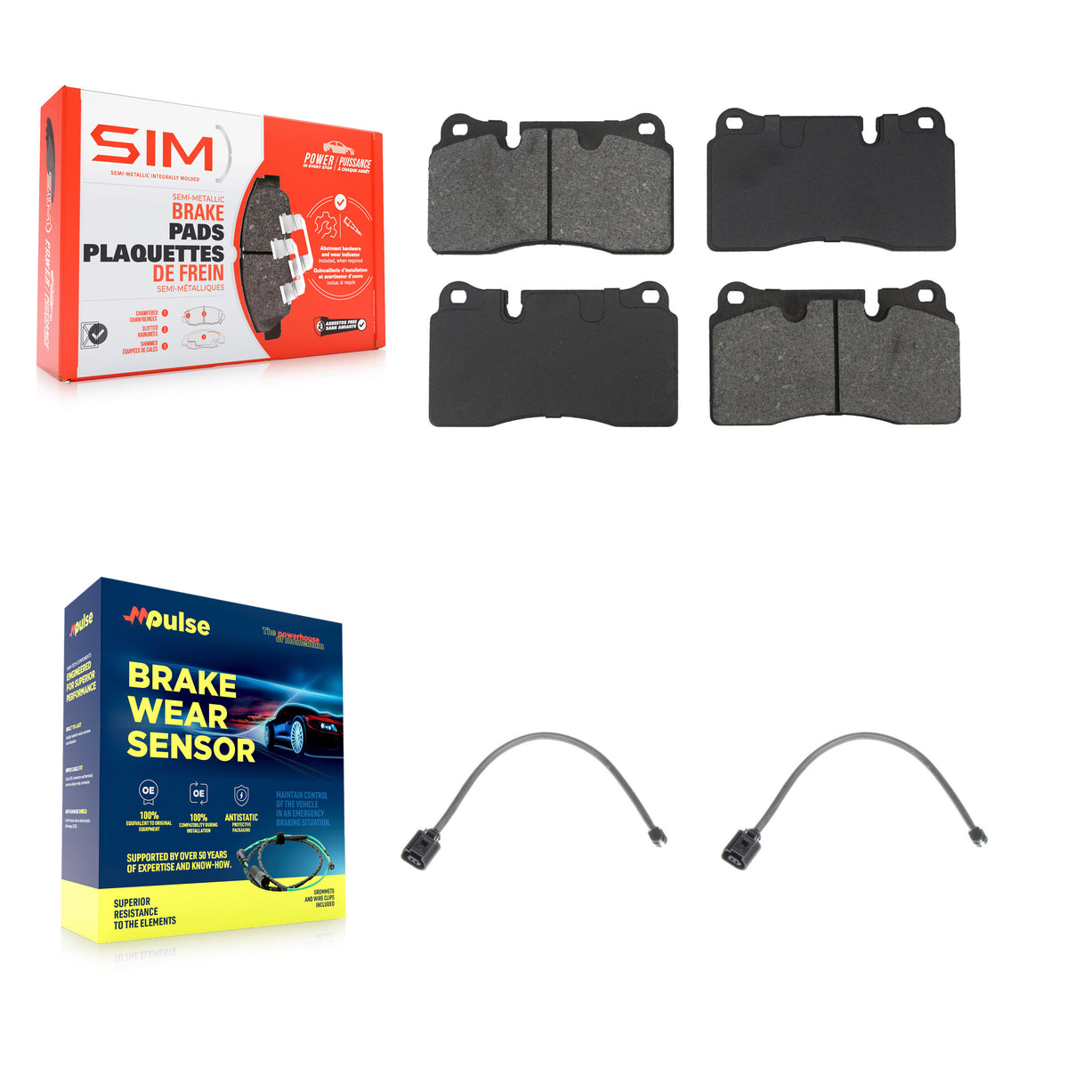 Front Semi-Metallic Disc Brake Pads And Wear Sensors Kit For Volkswagen Touareg KSW-100951