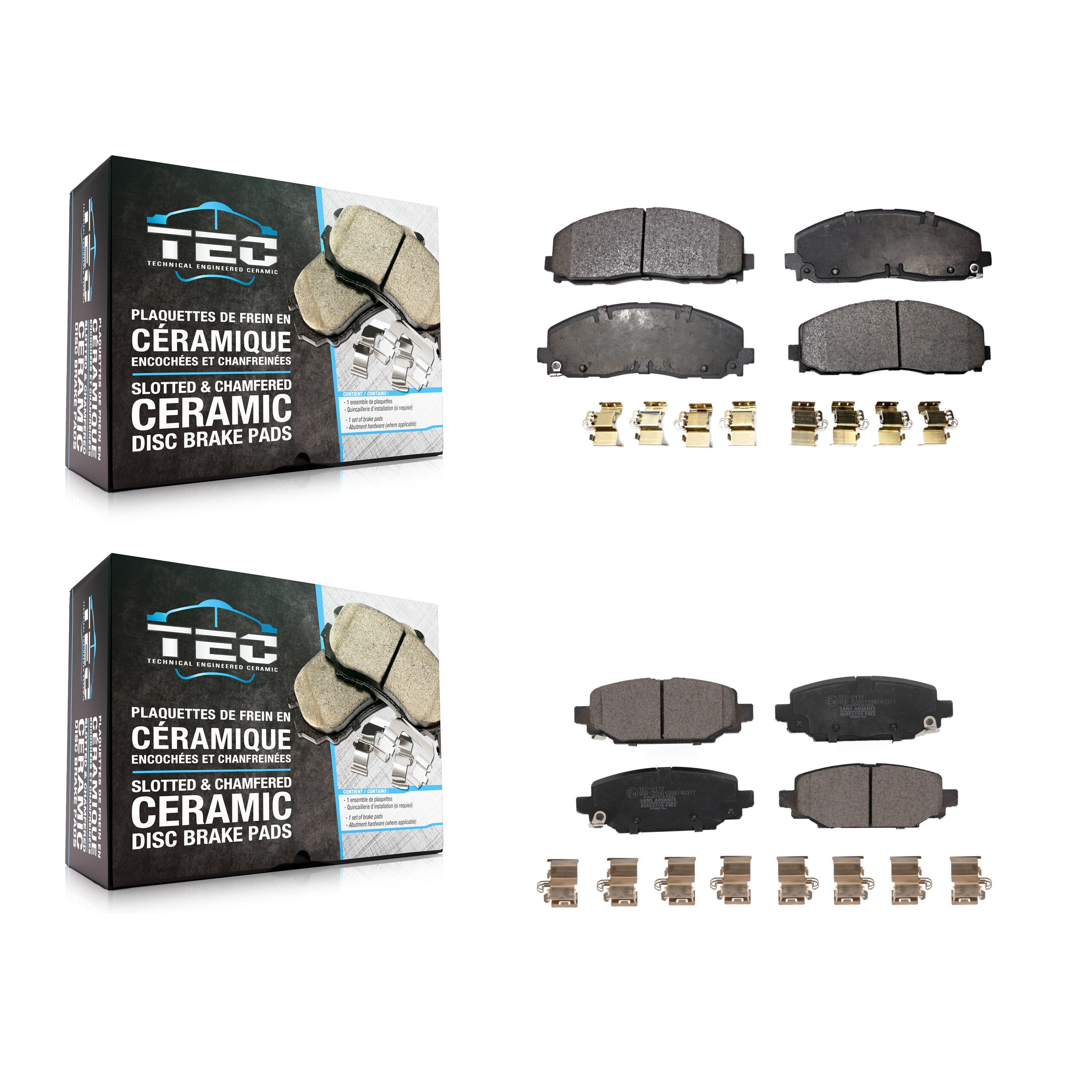 Front Rear Ceramic Brake Pads Kit For 2022 Jeep Wrangler With 328mm Diameter Rotor KTC-100673