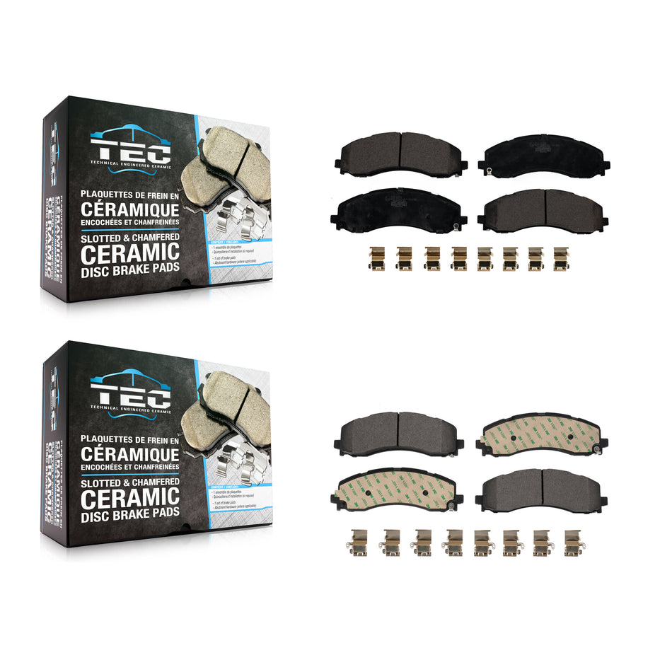 Front Rear Ceramic Brake Pads Kit For Ram 2500 3500 KTC-100753