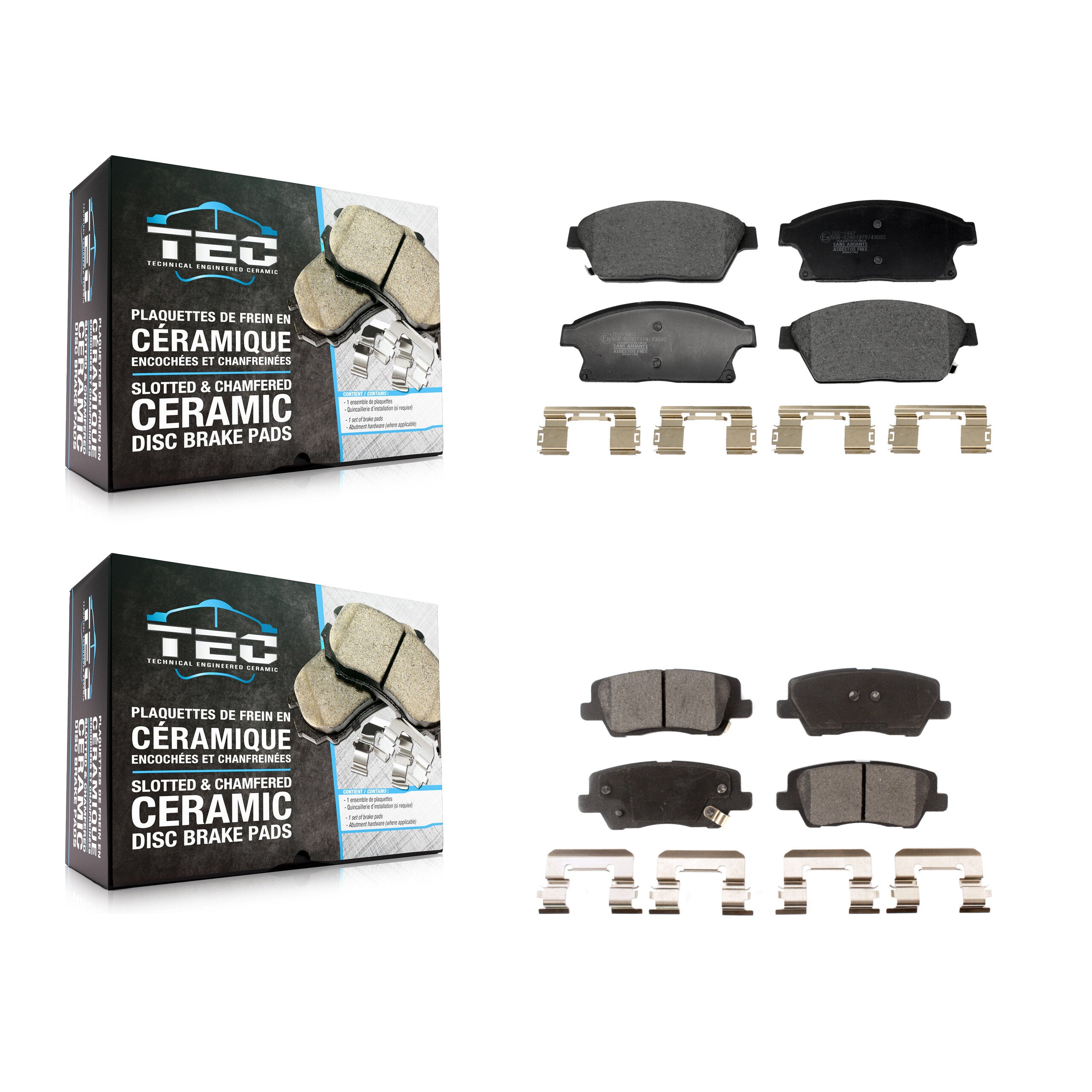 Front Rear Ceramic Brake Pads Kit For 13-15 Cadillac ATS With 300mm Diameter Rotor KTC-100789