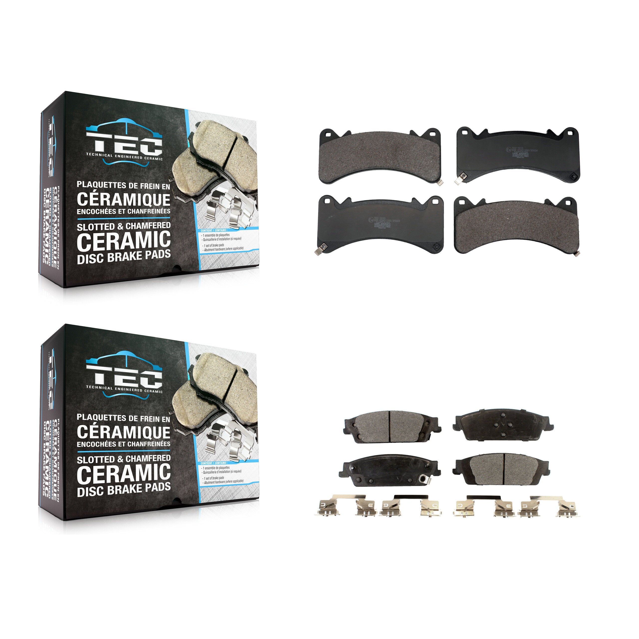 Front Rear Ceramic Brake Pads Kit For GMC Chevrolet Sierra 1500 Silverado Tahoe Yukon XL KTC-100835