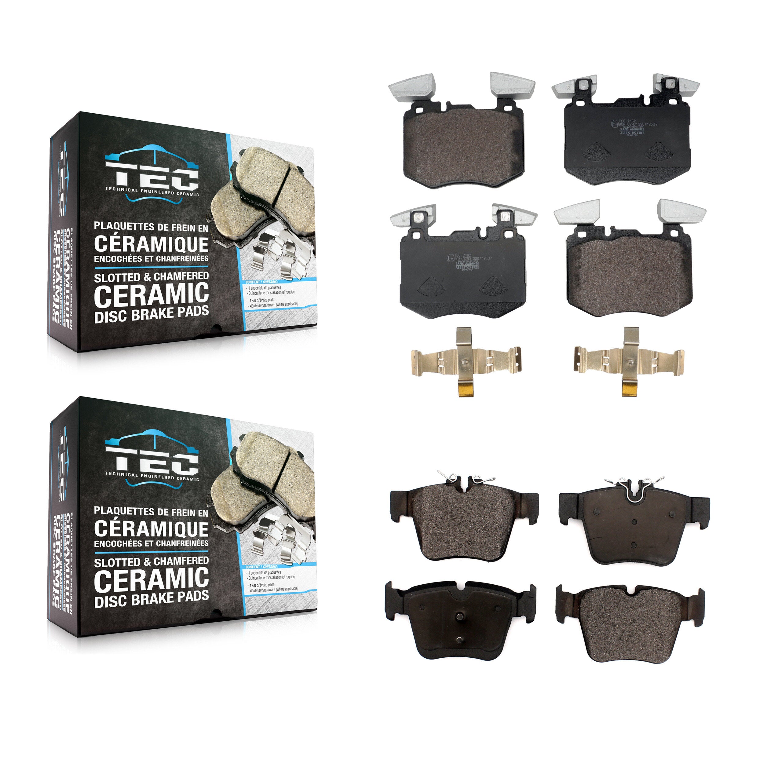 Front Rear Ceramic Brake Pad Kit For 2019-2022 Mercedes-Benz GLC300 Without Sport Package KTC-100842