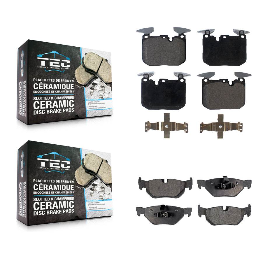 Front Rear Ceramic Brake Pads Kit For 2013 BMW 328i xDrive Sedan with 3.0L KTC-100894