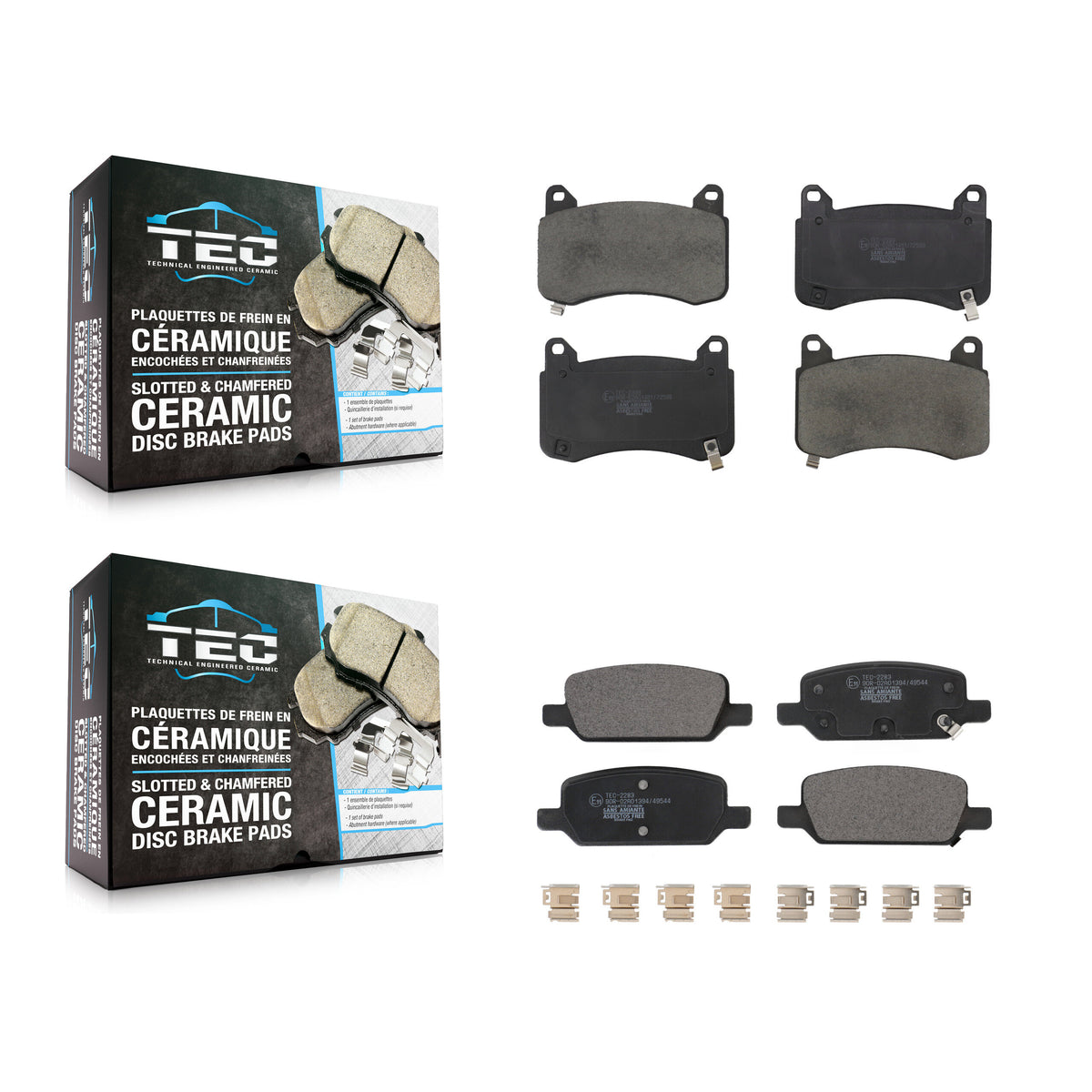 Front Rear Ceramic Brake Pads Kit For 2020-2022 Tesla Y With Gray Painted Calipers KTC-100911