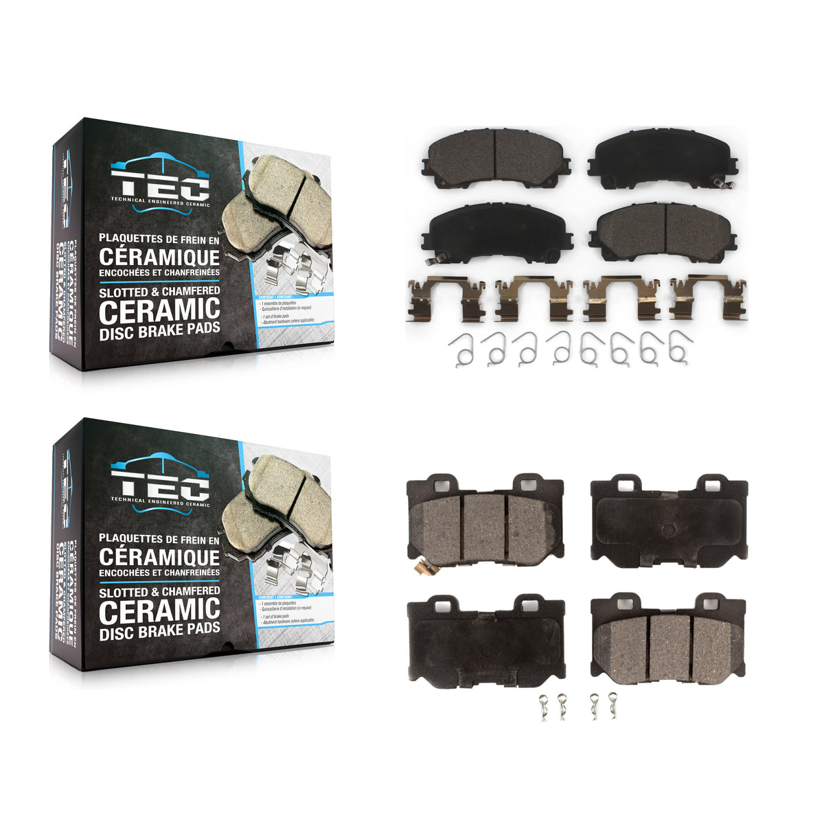 Front Rear Ceramic Brake Pads Kit For INFINITI Q50 Q60 With Dual Piston Caliper KTC-100925