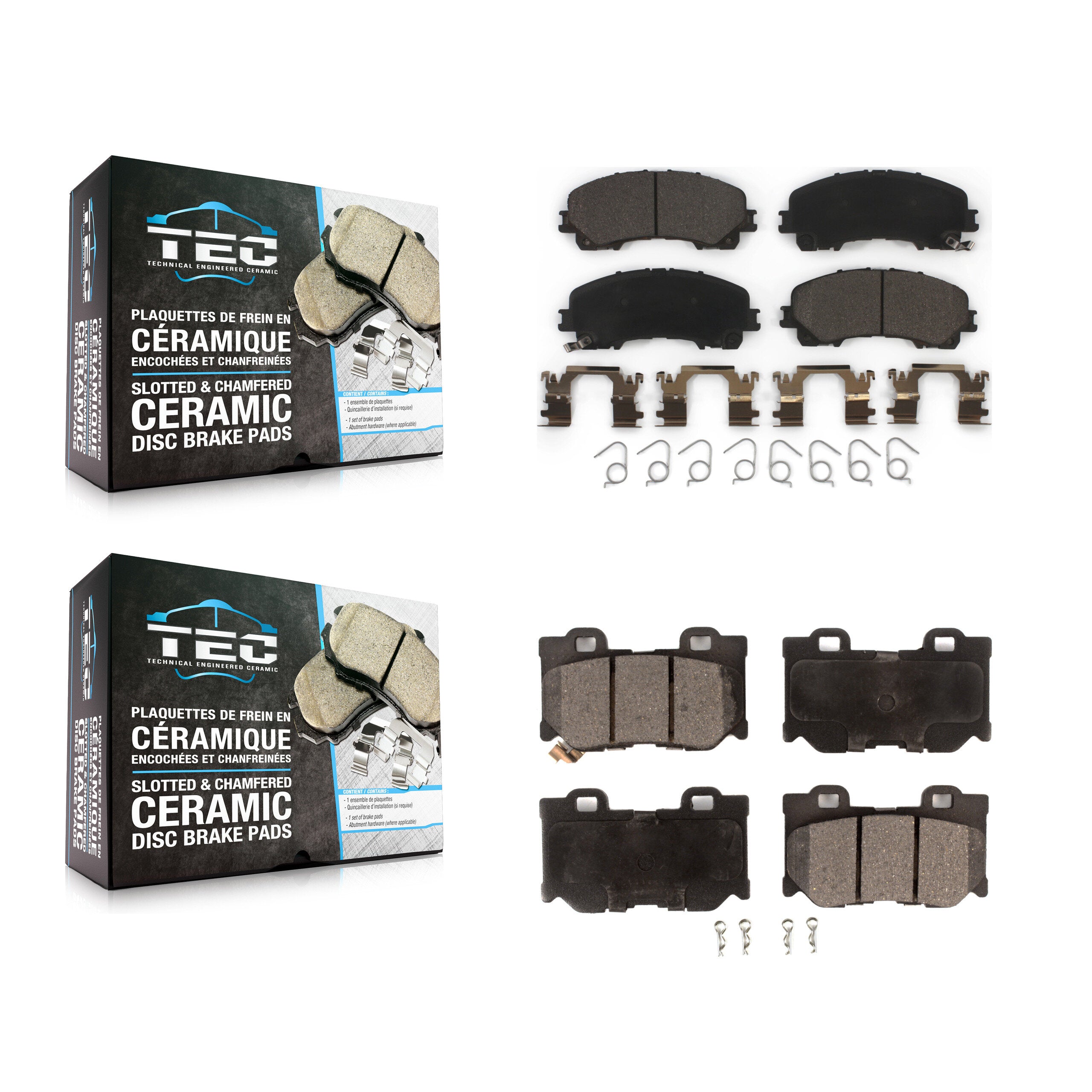 Front Rear Ceramic Brake Pads Kit For INFINITI Q50 Q60 With Dual Piston Caliper KTC-100925