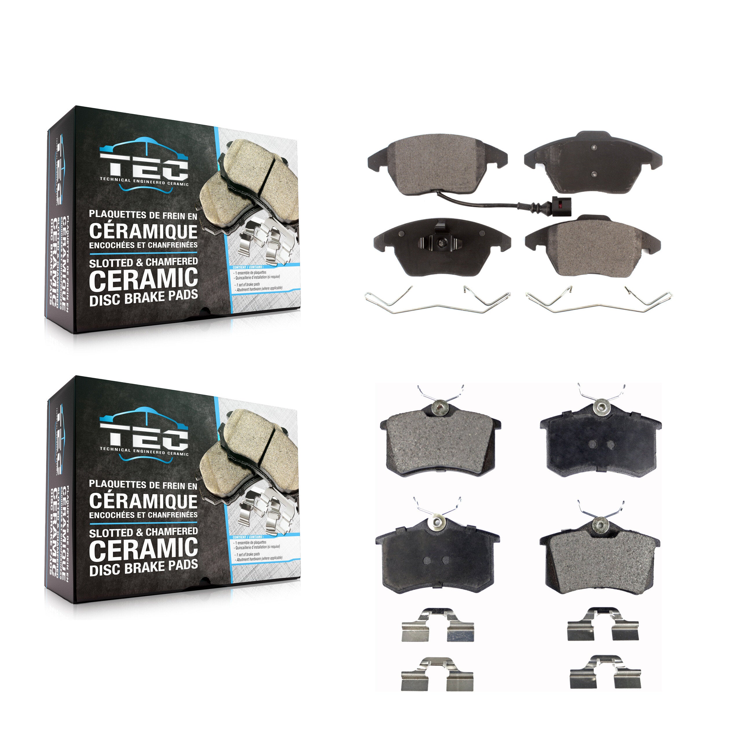 Front Rear Ceramic Brake Pad Kit For 10-11 Volkswagen Golf With 253mm Diameter Rotor KTC-100928