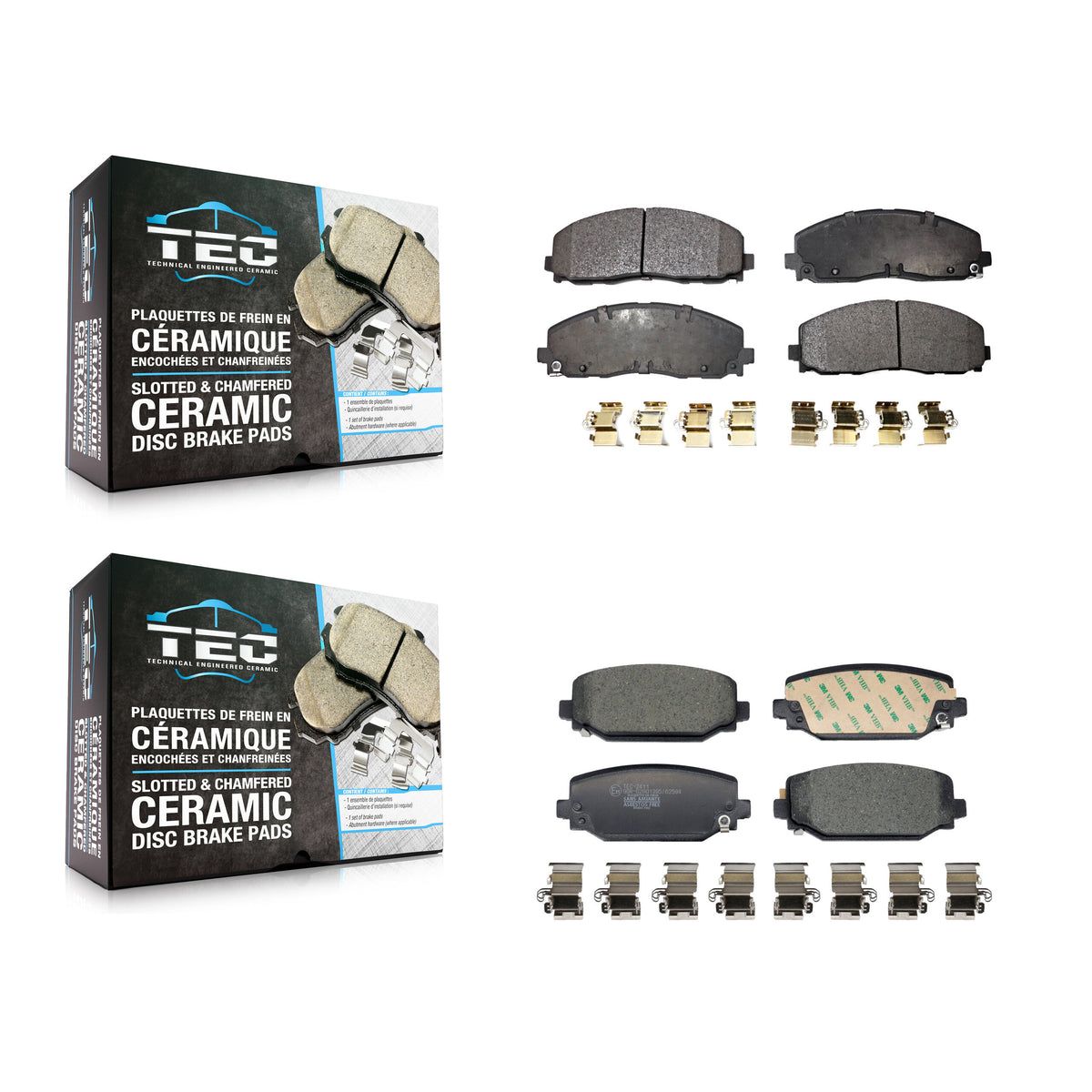 Front Rear Ceramic Brake Pads Kit For 2021-2024 Jeep Wrangler With Solid Rotors KTC-100933