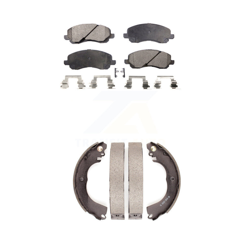 Front Rear Ceramic Brake Pads And Drum Shoes Kit For Mitsubishi Lancer KTN-100185