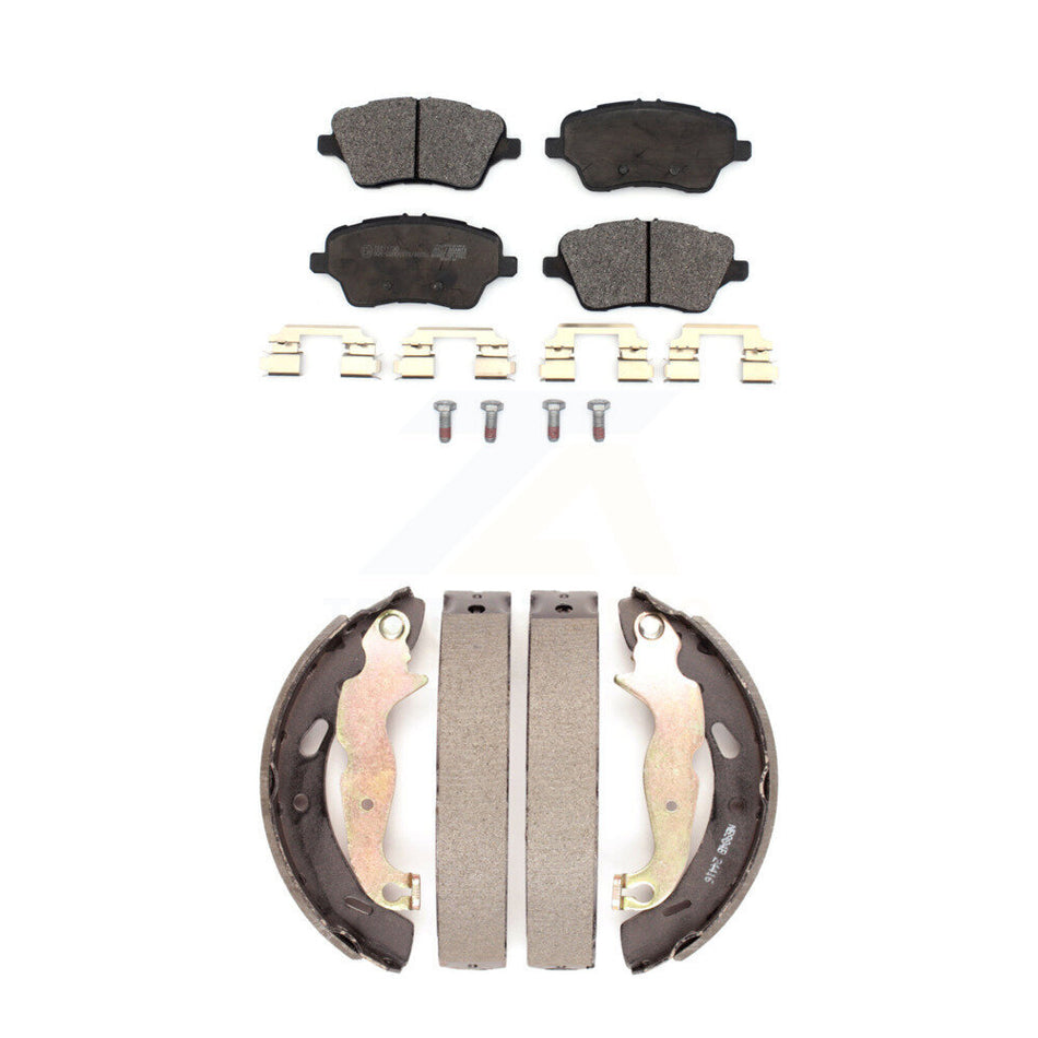 Front Rear Ceramic Brake Pads And Drum Shoes Kit For 2014-2019 Ford Fiesta ST KTN-100241