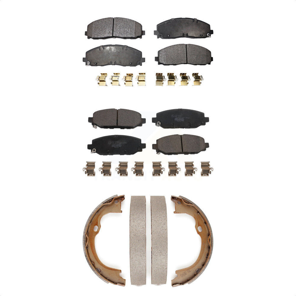 Front Rear Ceramic Brake Pads And Parking Shoes Kit For Jeep Wrangler KTN-100863