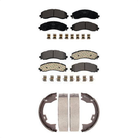 Front Rear Ceramic Brake Pads And Parking Shoes Kit For Ram 2500 3500 KTN-100894