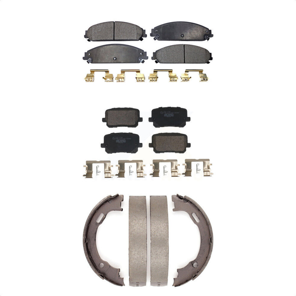 Front Rear Ceramic Brake Pads Parking Shoes Kit For 2014-2018 Dodge Charger RWD with 5.7L KTN-100900