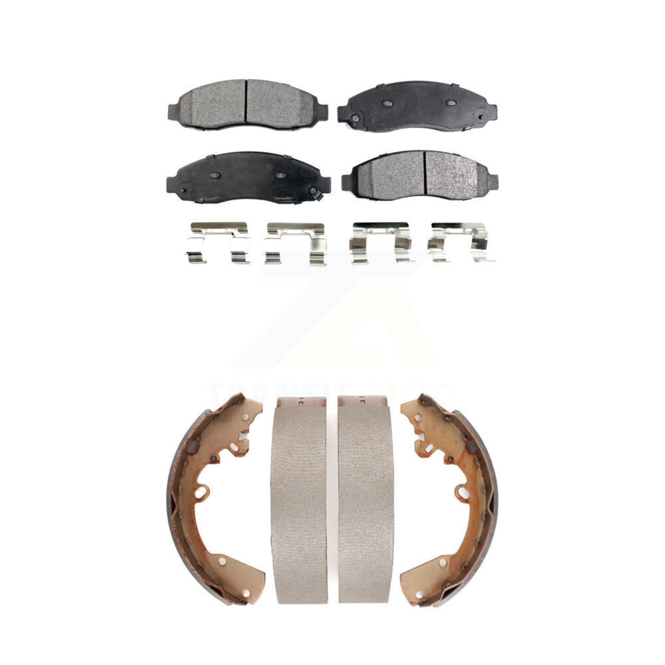 Front Rear Ceramic Brake Pads And Drum Shoes Kit For 2004 Dodge Dakota 3.7L KTN-100906