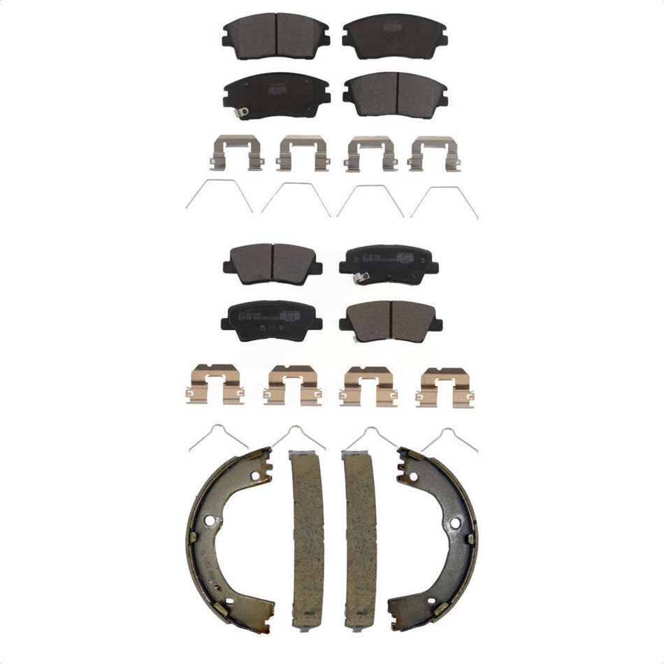 Front Rear Ceramic Brake Pads And Parking Shoes Kit For Kia Sportage Hyundai Tucson KTN-100910