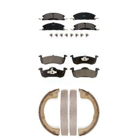 Front Rear Ceramic Brake Pads And Parking Shoes Kit For Lincoln MKT KTN-100913