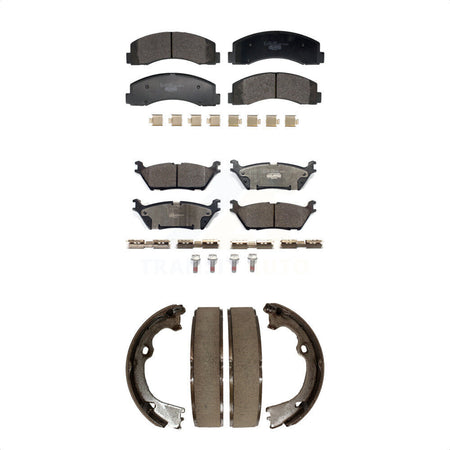 Front Rear Ceramic Brake Pads Parking Shoe Kit For Ford F-150 With Electric KTN-100918