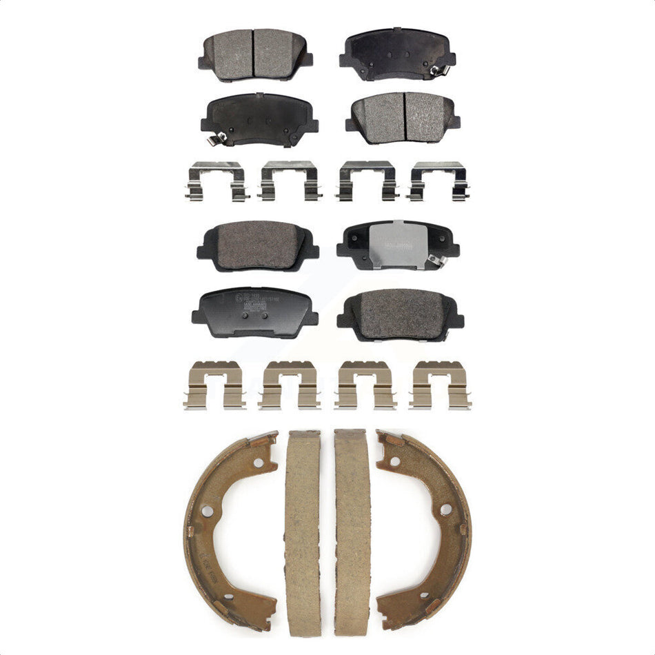 Front Rear Ceramic Brake Pads And Parking Shoes Kit For Hyundai Santa Fe Kia Sorento KTN-100921
