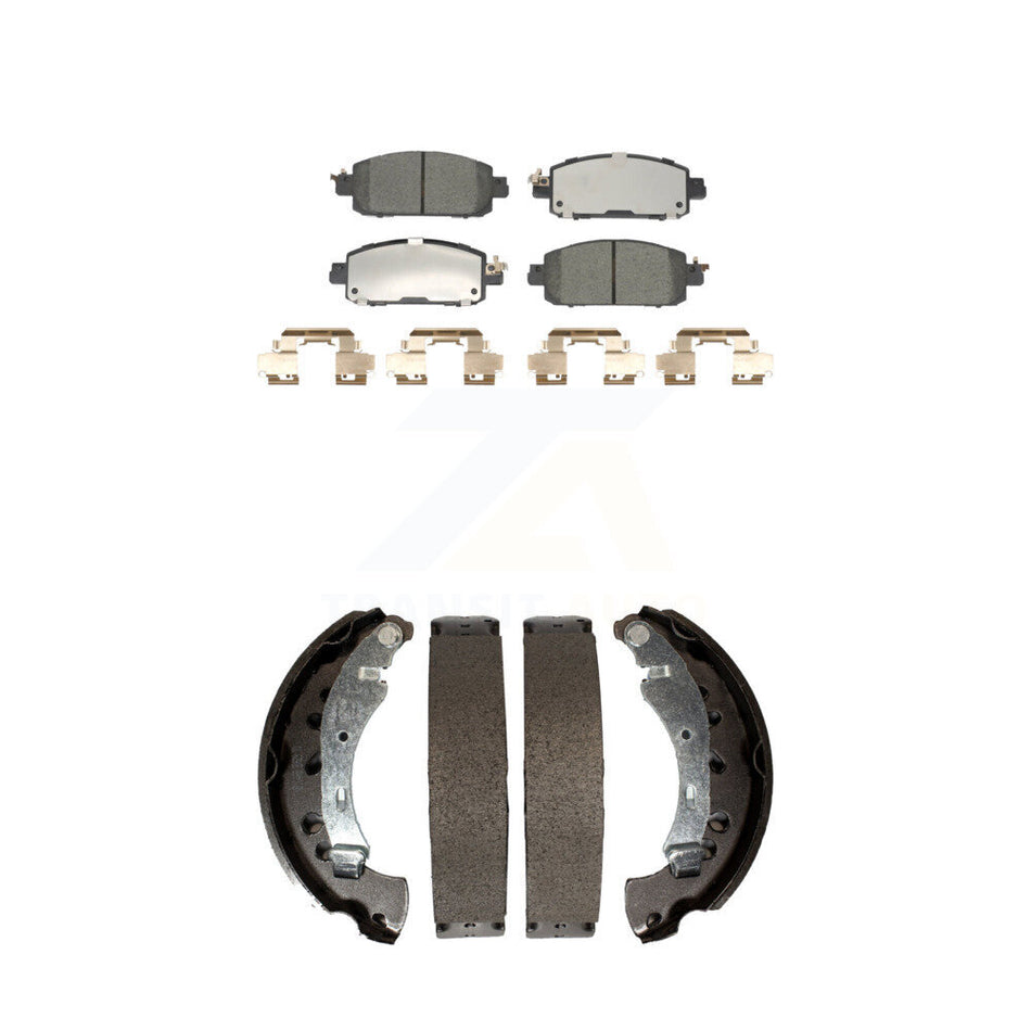Front Rear Ceramic Brake Pads And Drum Shoes Kit For 2020-2023 Nissan Sentra KTN-100924