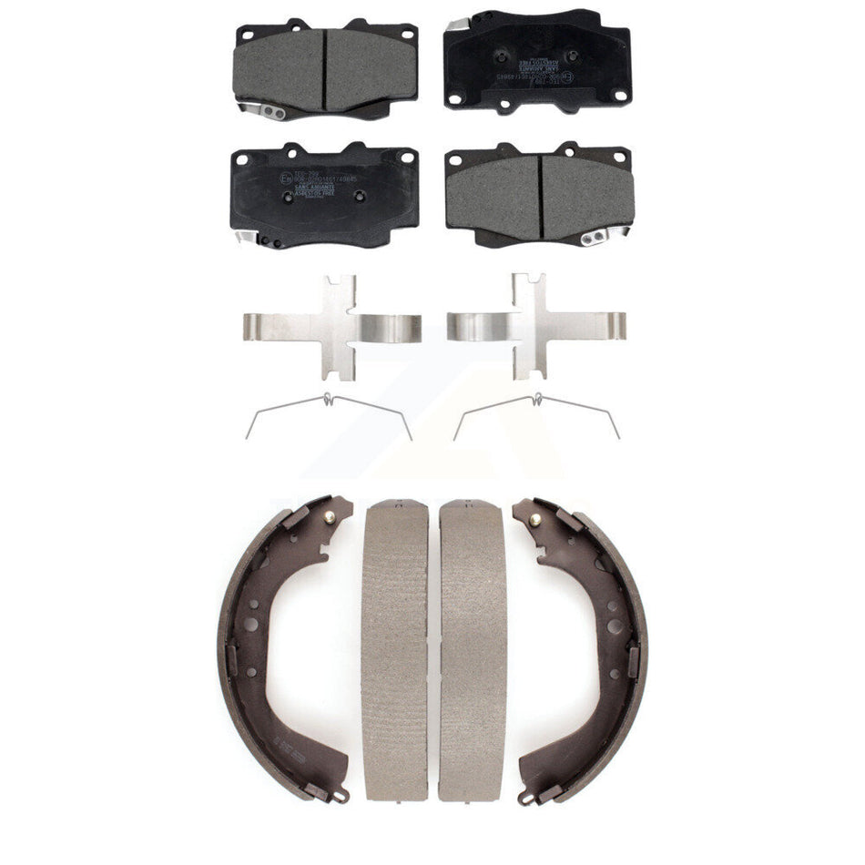 Front Rear Ceramic Brake Pads Drum Shoe Kit For 2000-2002 Toyota Tacoma With 6 Lug Wheels KTN-100927