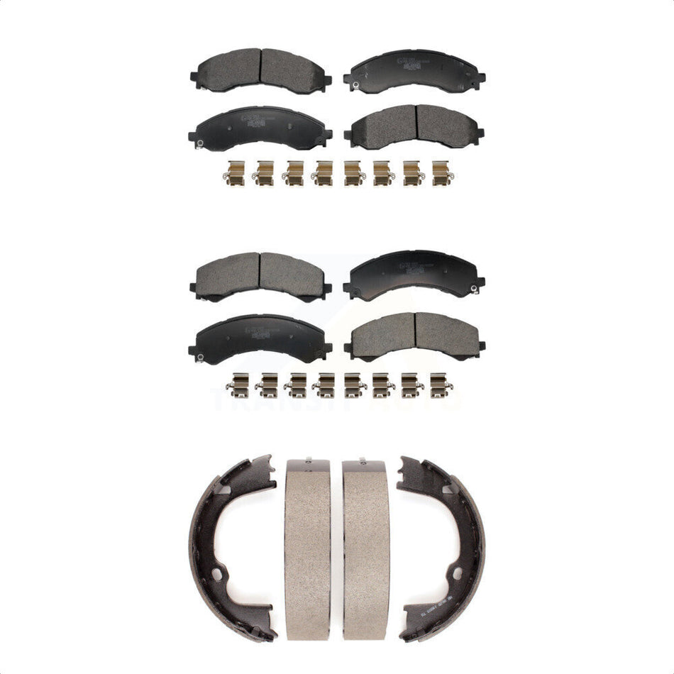 Front Rear Ceramic Brake Pads And Parking Shoes Kit For GMC Savana 2500 Chevrolet Express KTN-100935
