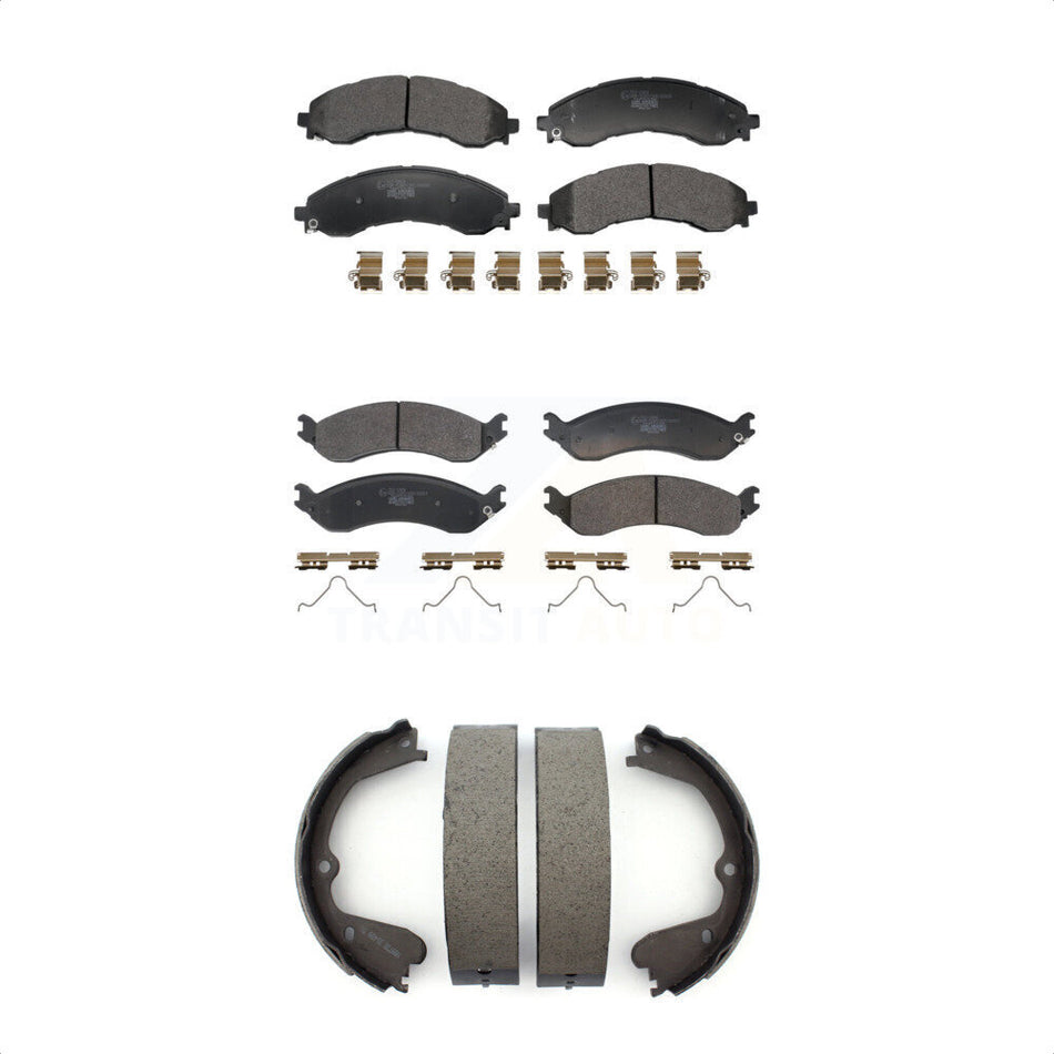 Front Rear Ceramic Brake Pads And Parking Shoes Kit For GMC Chevrolet Savana 4500 Express KTN-100937