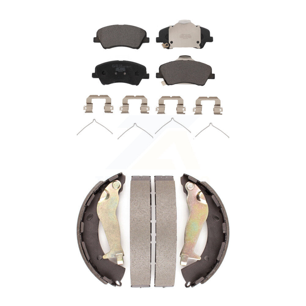 Front Rear Ceramic Brake Pads And Drum Shoes Kit For Kia Rio Hyundai Accent KTN-100939