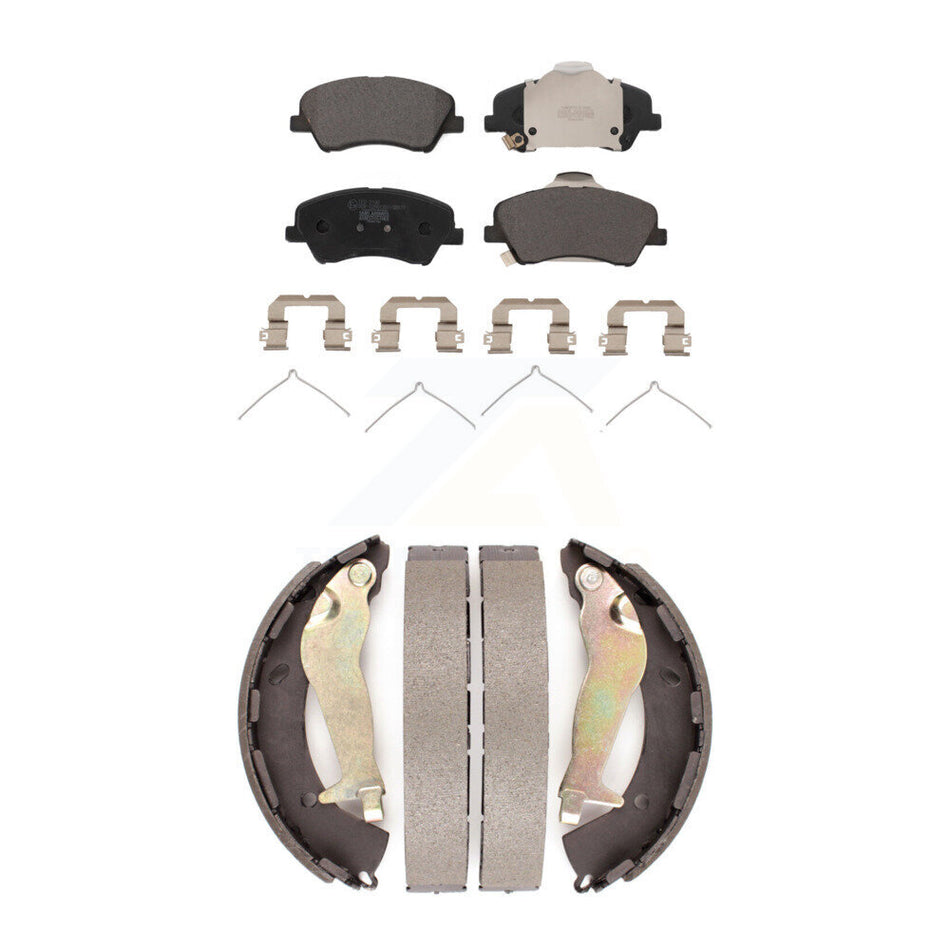 Front Rear Ceramic Brake Pads And Drum Shoes Kit For Kia Rio Hyundai Accent KTN-100939