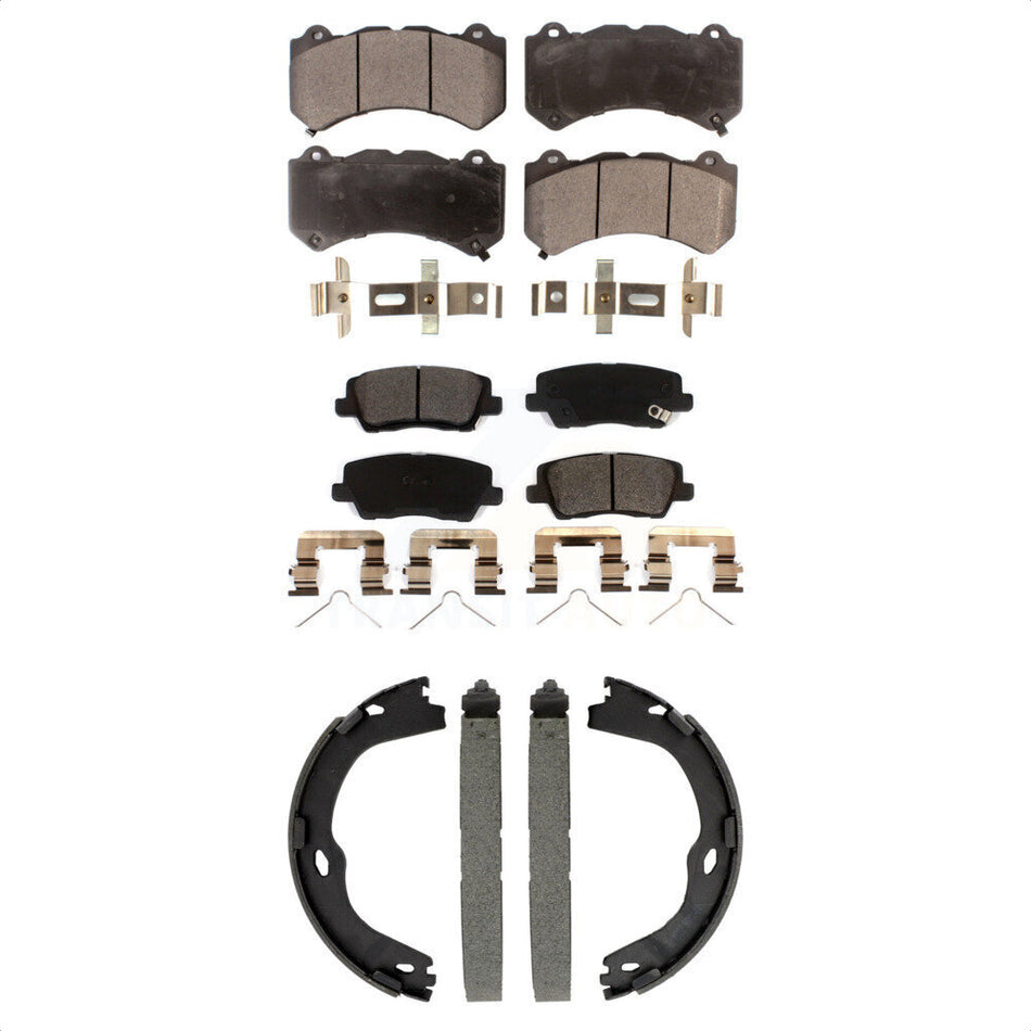 Front Rear Ceramic Brake Pads And Parking Shoes Kit For Cadillac CTS KTN-100947
