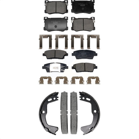 Front Rear Ceramic Brake Pads And Parking Shoes Kit For 2018-2020 Genesis G80 3.8L 5.0L KTN-100957