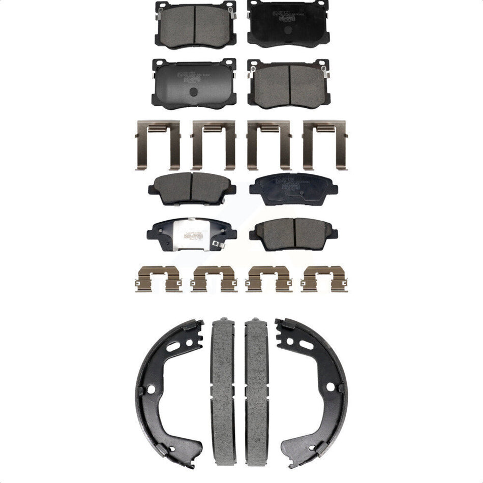 Front Rear Ceramic Brake Pads And Parking Shoes Kit For 2018-2020 Genesis G80 3.8L 5.0L KTN-100957
