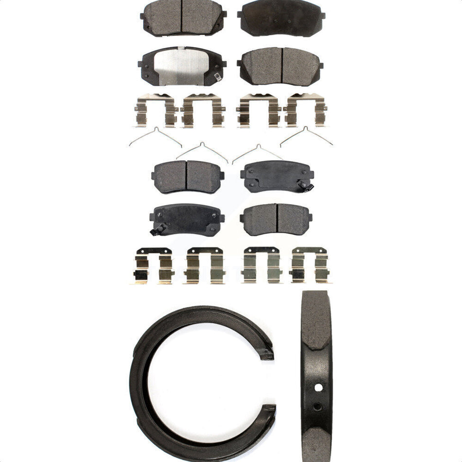 Front Rear Ceramic Brake Pads & Parking Shoes Kit For 2015-2016 Hyundai Sonata GAS engine KTN-100959