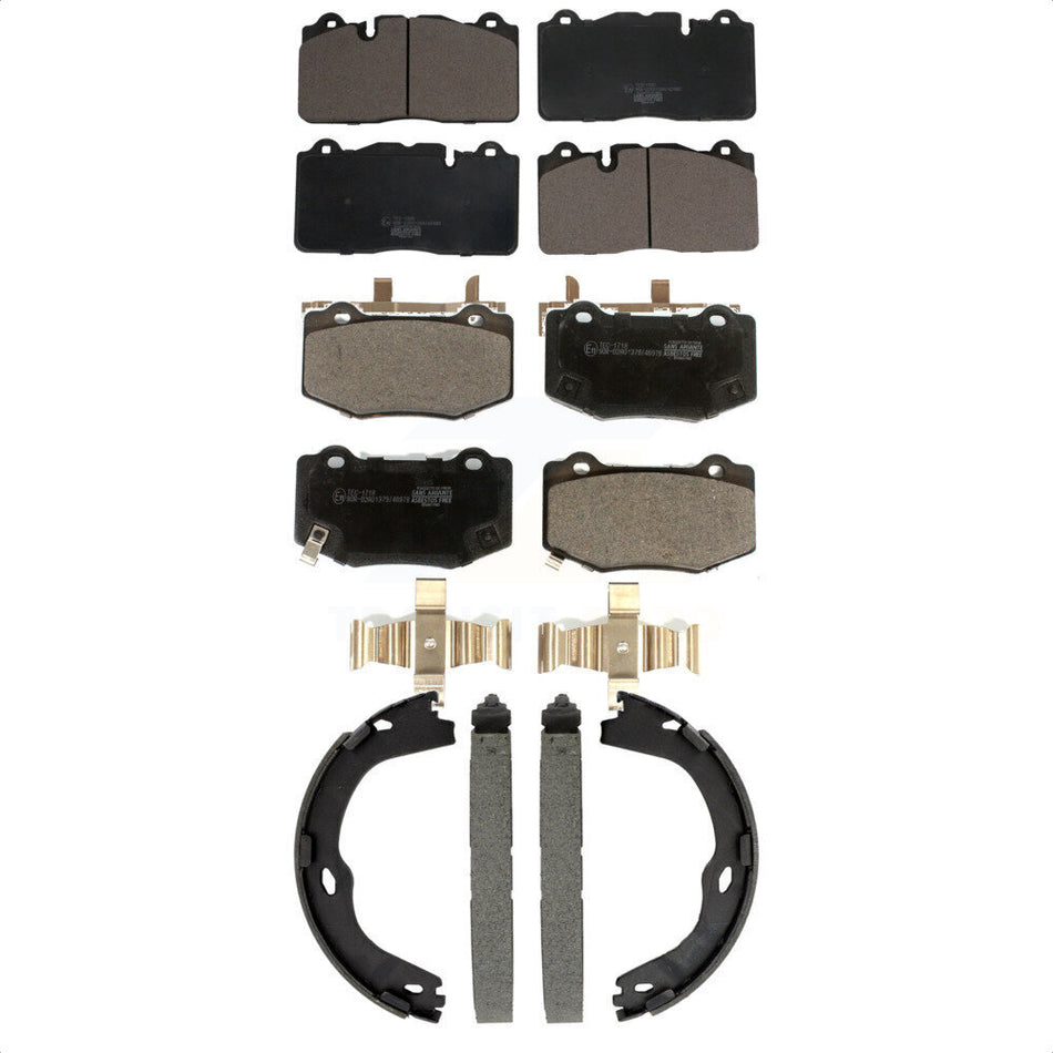 Front Rear Ceramic Brake Pads And Parking Shoes Kit For 2019 Chevrolet Corvette Stingray KTN-100964