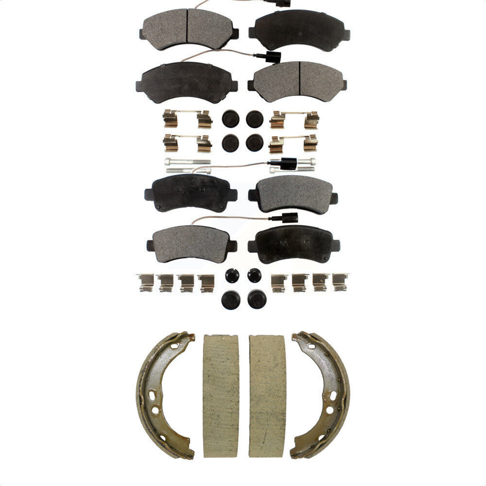 Front Rear Ceramic Brake Pads Parking Shoe Kit For 2014-2020 Ram ProMaster 2500 3500 1500 KTN-100972