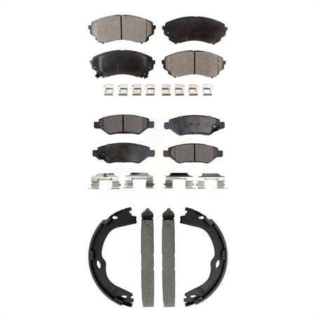 Front Rear Ceramic Brake Pads & Parking Shoes Kit For Cadillac CTS With Heavy Duty Brakes KTN-100988