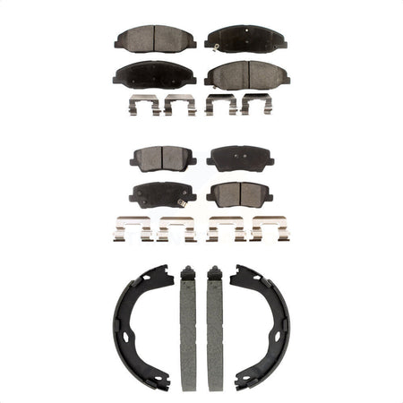 Front Rear Ceramic Brake Pads Parking Shoe Kit For Cadillac CTS Without Heavy Duty Brakes KTN-100991