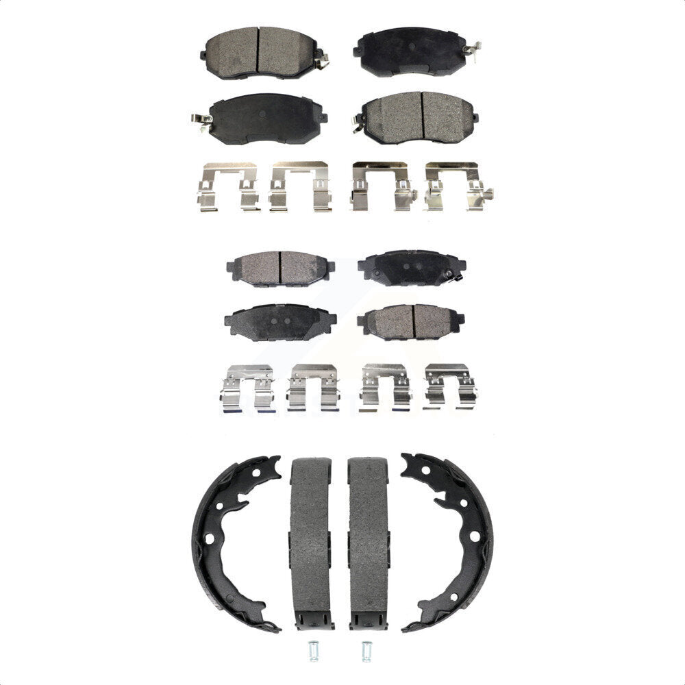 Front Rear Ceramic Brake Pads & Parking Shoe Kit For Subaru Forester Impreza XV Crosstrek KTN-100998