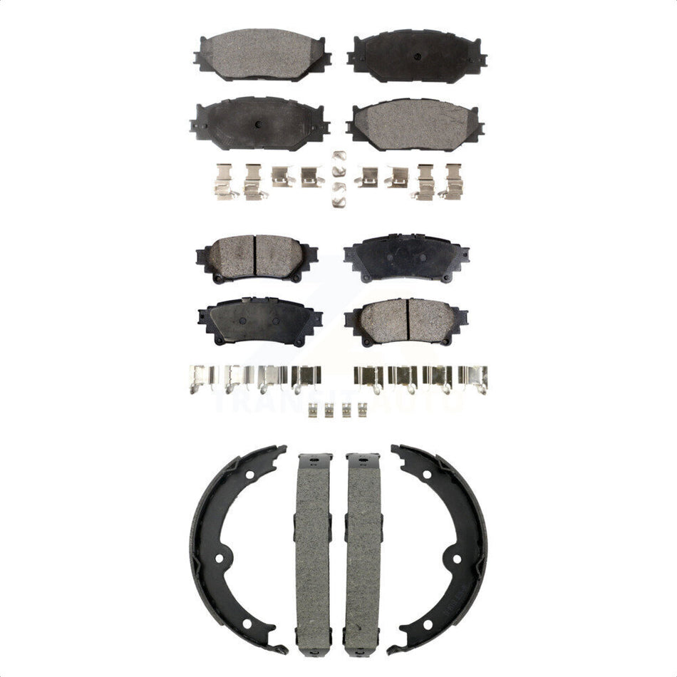 Front Rear Ceramic Brake Pads Parking Shoe Kit For 14-15 Lexus IS250 With F Sport Package KTN-101014