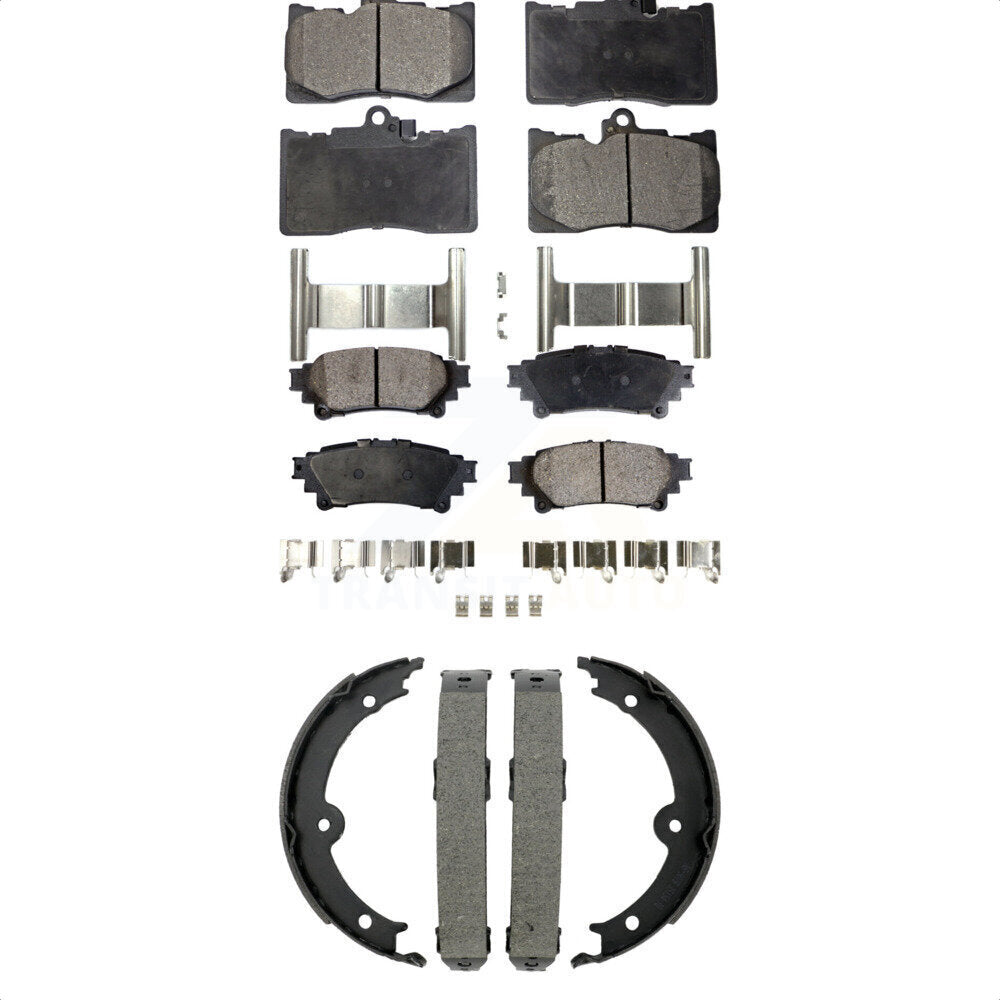 Front Rear Ceramic Brake Pads And Parking Shoes Kit For 2014-2015 Lexus IS350 Convertible KTN-101016