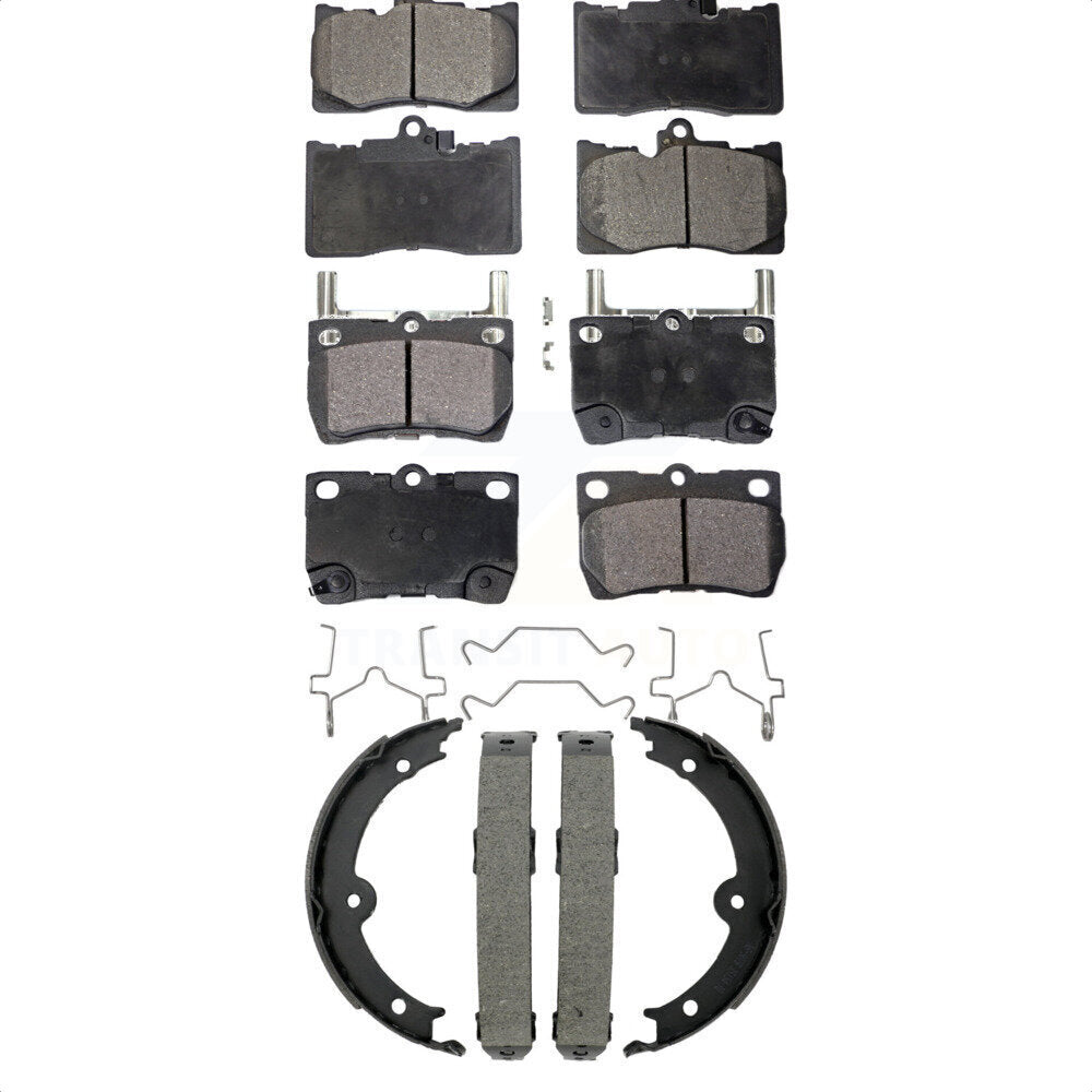 Front Rear Ceramic Brake Pads & Parking Shoe Kit For Lexus IS350 GS350 GS450h GS430 GS460 KTN-101019