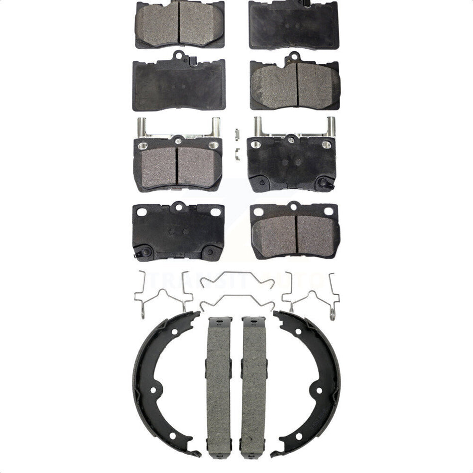 Front Rear Ceramic Brake Pads & Parking Shoe Kit For Lexus IS350 GS350 GS450h GS430 GS460 KTN-101019