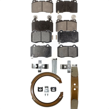 Front Rear Ceramic Brake Pads And Parking Shoes Kit For 2015-2017 Chevrolet SS KTN-101020