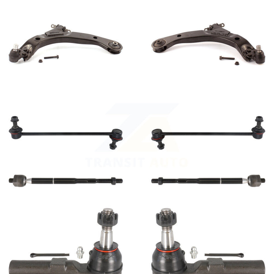 Front Suspension Control Arm And Ball Joint Assembly Steering Tie Rod End Stabilizer Bar Link Kit (8Pc) For Pontiac G5 Pursuit With FE1 11.80" Center To Length KTR-100374