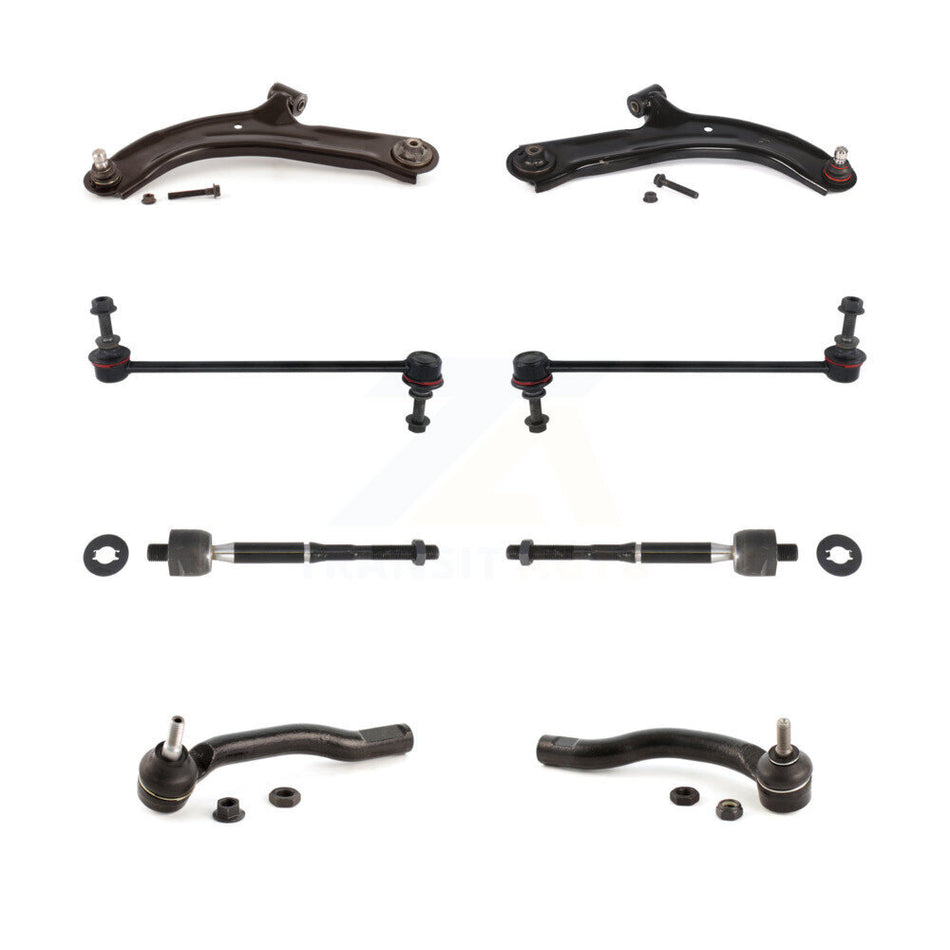 Front Suspension Control Arm And Ball Joint Assembly Steering Tie Rod End Stabilizer Bar Link Kit (8Pc) For Nissan Versa Cube KTR-100549