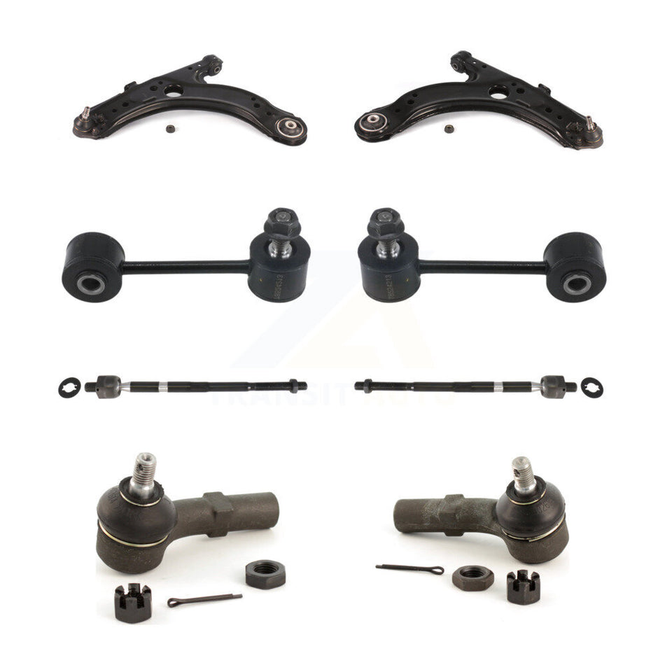 Front Suspension Control Arm And Ball Joint Assembly Steering Tie Rod End Stabilizer Bar Link Kit (8Pc) For Volkswagen Jetta Beetle Golf KTR-100557